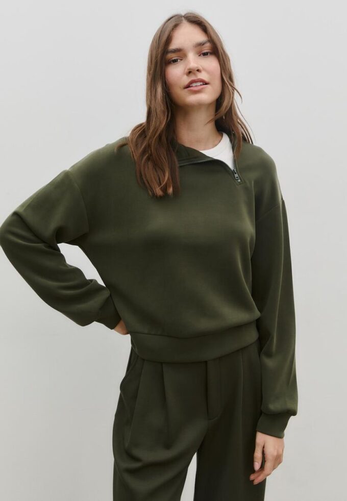 Soft Touch-Sweatshirt mit seitlichem Reißverschluss Soft Touch-Sweatshirt mit seitlichem Reißverschluss