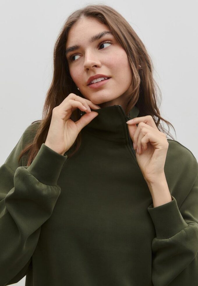 Soft Touch-Sweatshirt mit seitlichem Reißverschluss Soft Touch-Sweatshirt mit seitlichem Reißverschluss
