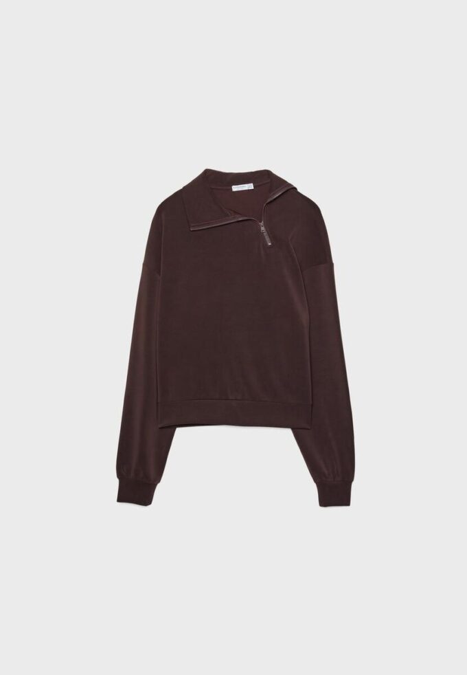 Soft Touch-Sweatshirt mit seitlichem Reißverschluss Soft Touch-Sweatshirt mit seitlichem Reißverschluss