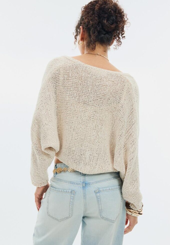Strickjacke mit Fledermausärmeln und Bindeband