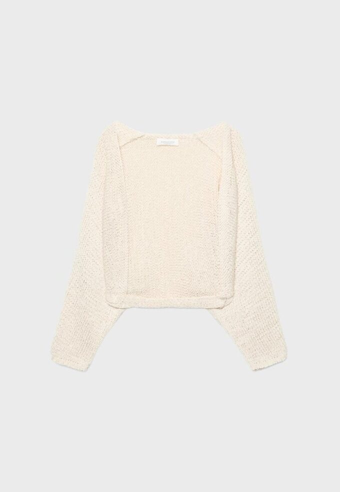 Strickjacke mit Fledermausärmeln und Bindeband