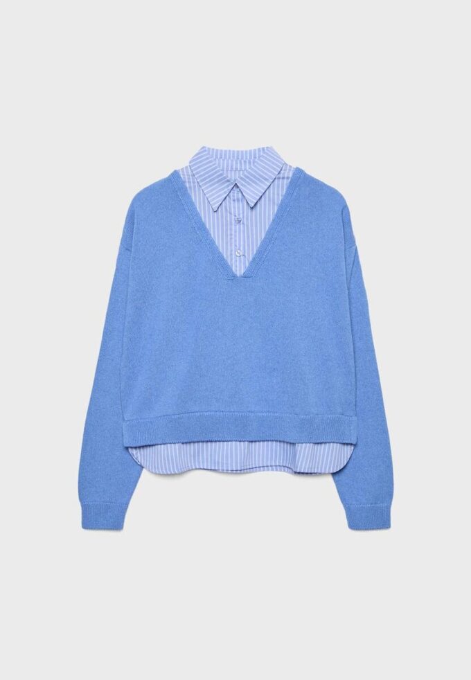 Strickpullover aus zwei Stoffen Strickpullover aus zwei Stoffen
