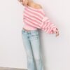 Strickpullover mit asymmetrischem, geripptem Saum