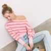 Strickpullover mit asymmetrischem, geripptem Saum