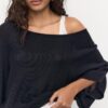 Strickpullover mit U-Boot-Ausschnitt und Überlagerung Strickpullover mit U-Boot-Ausschnitt und Überlagerung