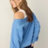 Sweatshirt mit U-Boot-Ausschnitt und Strassflügeln