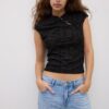 T-Shirt im Qipao-Stil mit Flockdruck