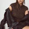 T-Shirt im Qipao-Stil mit Flockdruck T-Shirt im Qipao-Stil mit Flockdruck