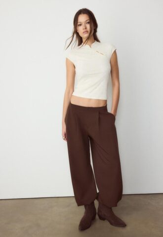 T-Shirt im Qipao-Stil mit Flockdruck