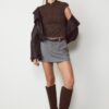 T-Shirt im Qipao-Stil mit Flockdruck T-Shirt im Qipao-Stil mit Flockdruck