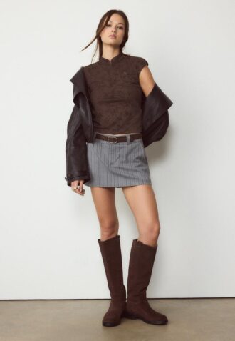T-Shirt im Qipao-Stil mit Flockdruck