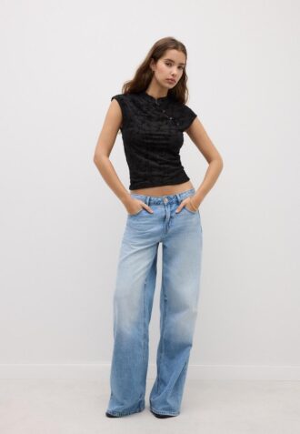 T-Shirt im Qipao-Stil mit Flockdruck
