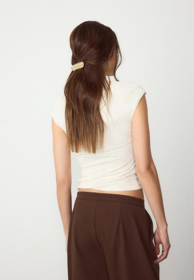 T-Shirt im Qipao-Stil mit Flockdruck