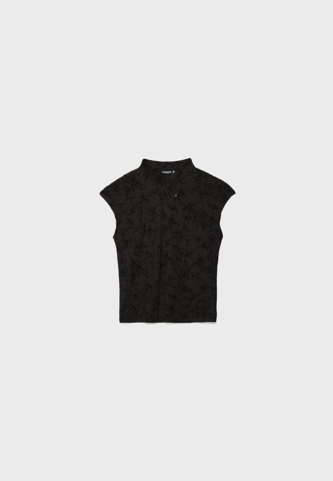 T-Shirt im Qipao-Stil mit Flockdruck