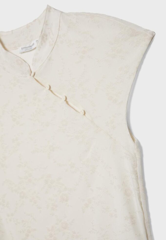 T-Shirt im Qipao-Stil mit Flockdruck