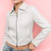 Taillierte Jacke in Lederoptik