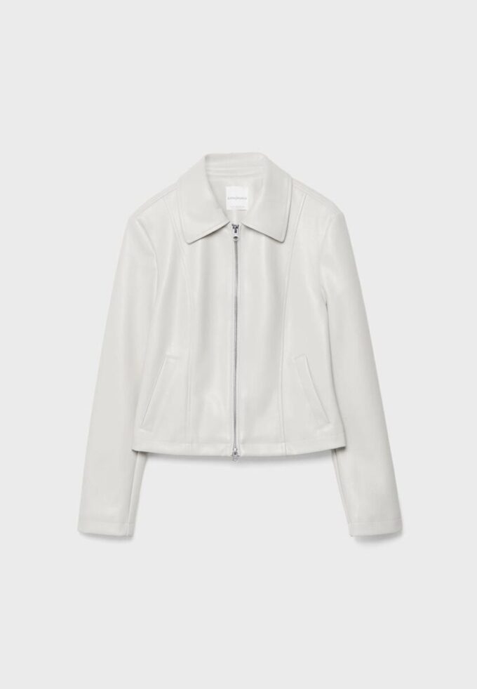 Taillierte Jacke in Lederoptik