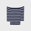 Taillierter gestreifter Strickpullover Taillierter gestreifter Strickpullover