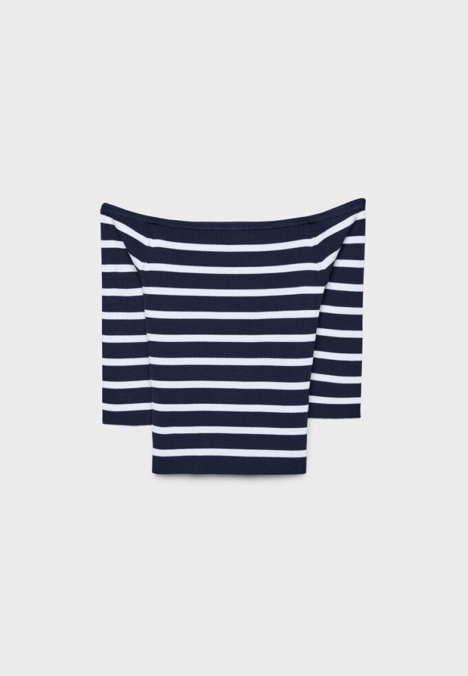 Taillierter gestreifter Strickpullover Taillierter gestreifter Strickpullover