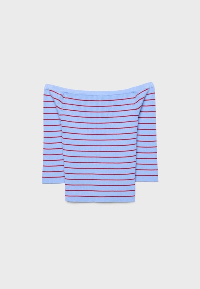 Taillierter gestreifter Strickpullover Taillierter gestreifter Strickpullover