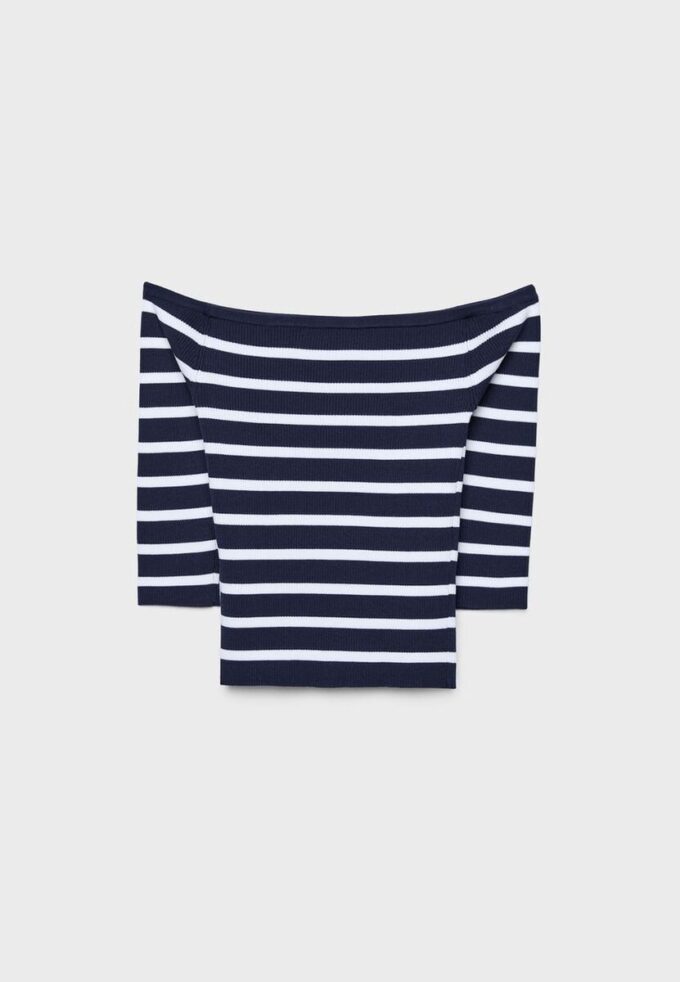 Taillierter gestreifter Strickpullover Taillierter gestreifter Strickpullover