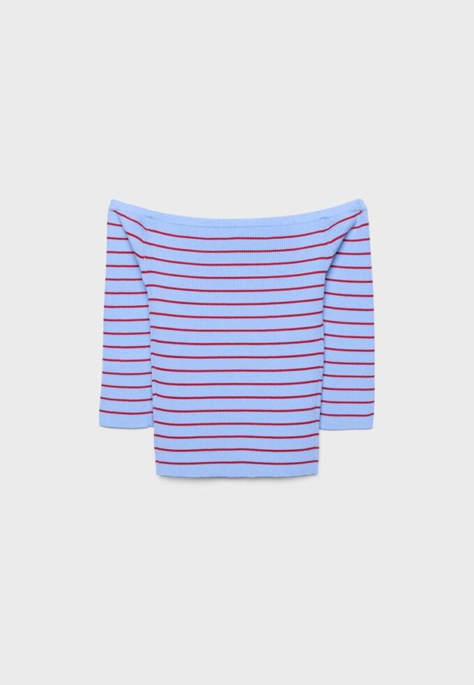 Taillierter gestreifter Strickpullover Taillierter gestreifter Strickpullover
