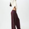 Wide Leg Plüschhose mit Zierdetails Wide Leg Plüschhose mit Zierdetails