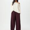 Wide Leg Plüschhose mit Zierdetails Wide Leg Plüschhose mit Zierdetails