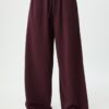 Wide Leg Plüschhose mit Zierdetails Wide Leg Plüschhose mit Zierdetails