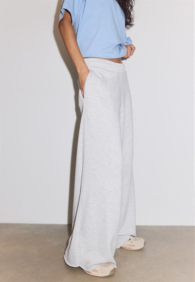 Wide Leg Plüschhose mit Zierdetails Wide Leg Plüschhose mit Zierdetails