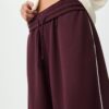 Wide Leg Plüschhose mit Zierdetails Wide Leg Plüschhose mit Zierdetails