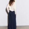 Wide Leg Plüschhose mit Zierdetails