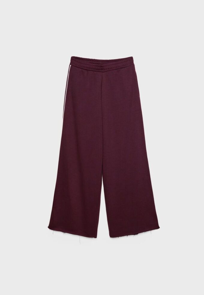 Wide Leg Plüschhose mit Zierdetails Wide Leg Plüschhose mit Zierdetails