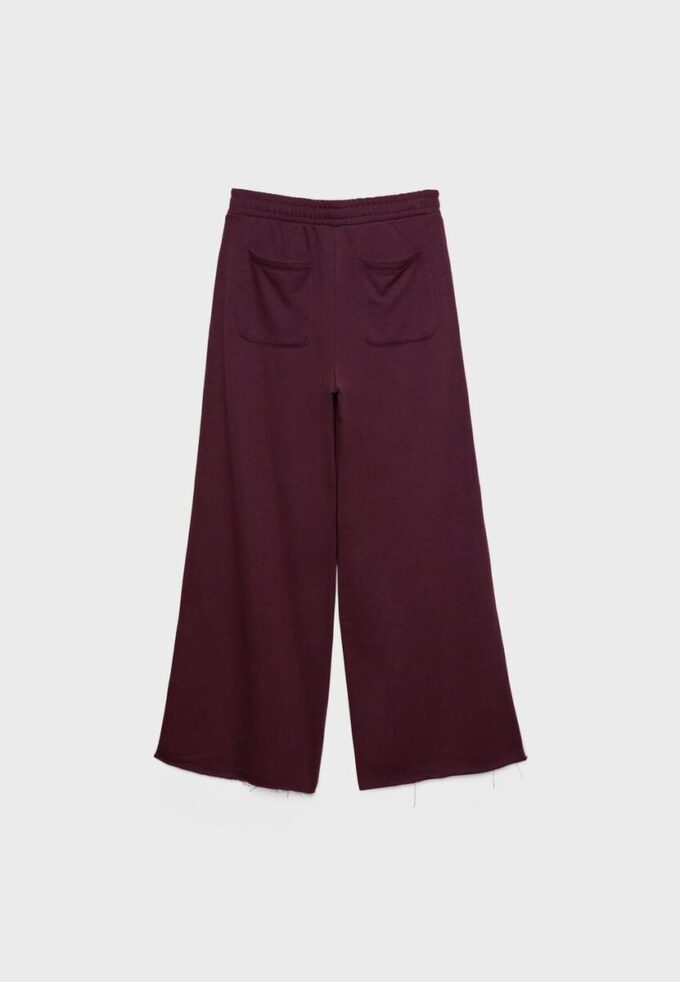 Wide Leg Plüschhose mit Zierdetails Wide Leg Plüschhose mit Zierdetails