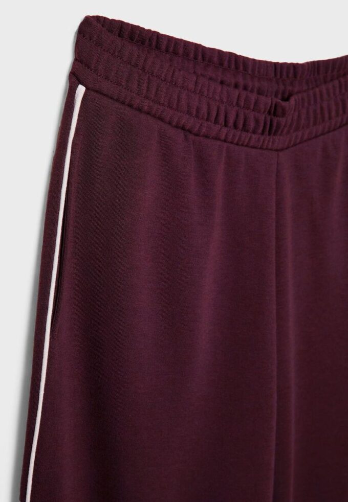 Wide Leg Plüschhose mit Zierdetails Wide Leg Plüschhose mit Zierdetails