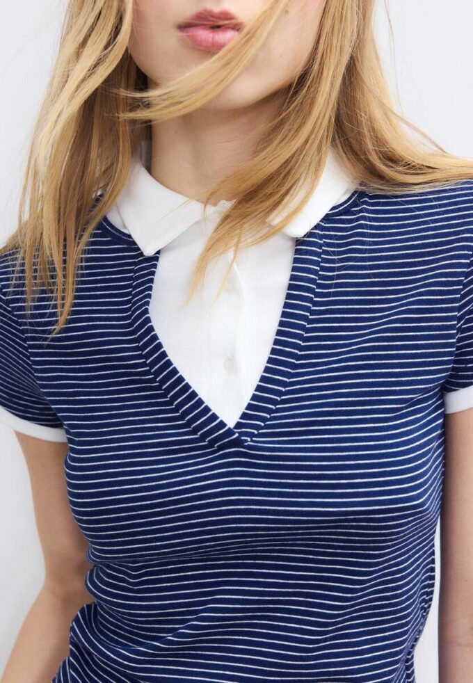 Zeilagiges Kurzarm-Polo-T-Shirt Zeilagiges Kurzarm-Polo-T-Shirt